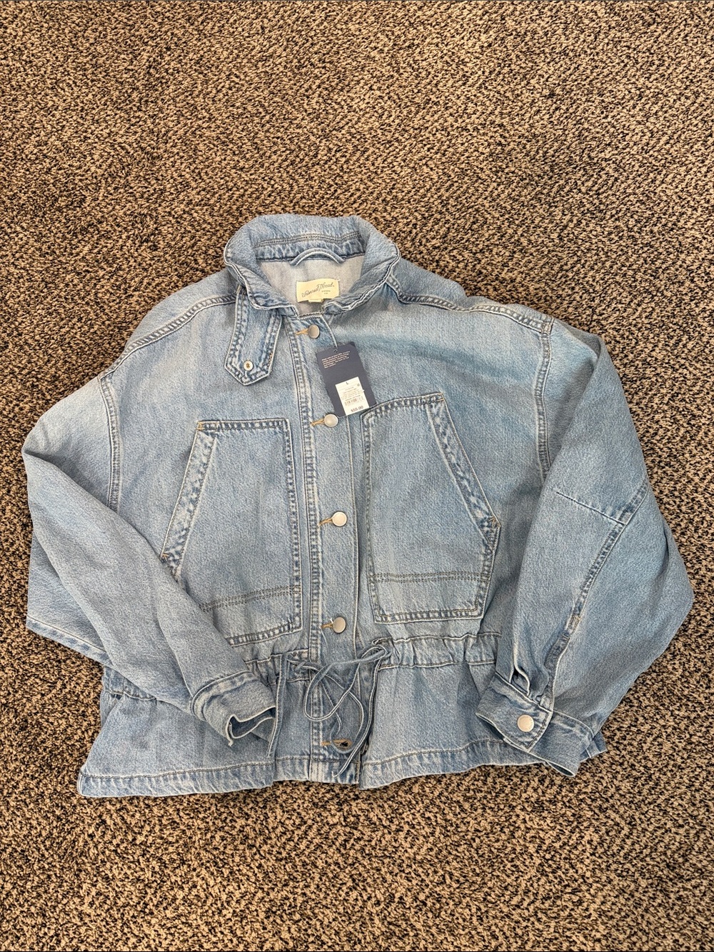 Universal Thread Light Blue Denim Drawstring Jacket for Kids